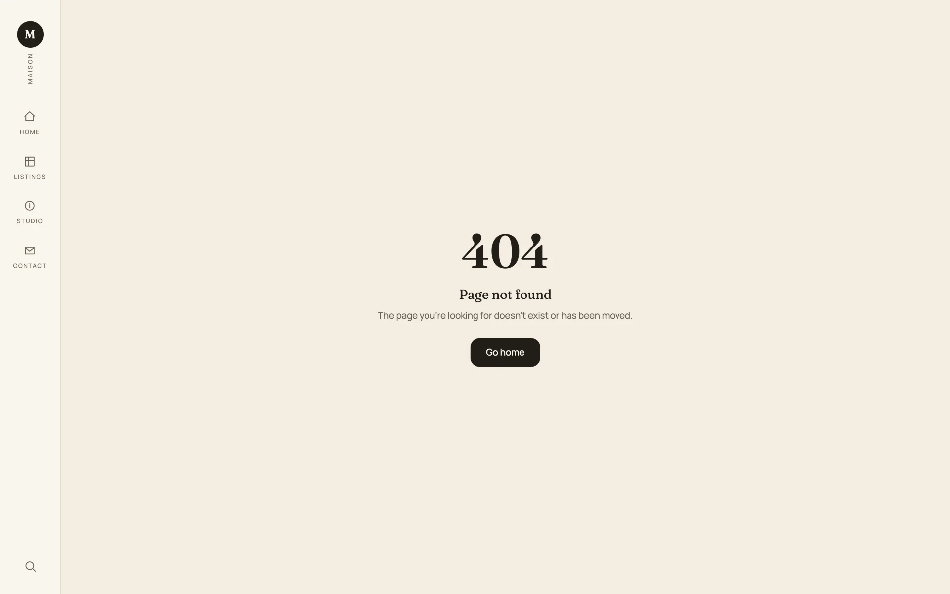 Maison branded page not found screen
