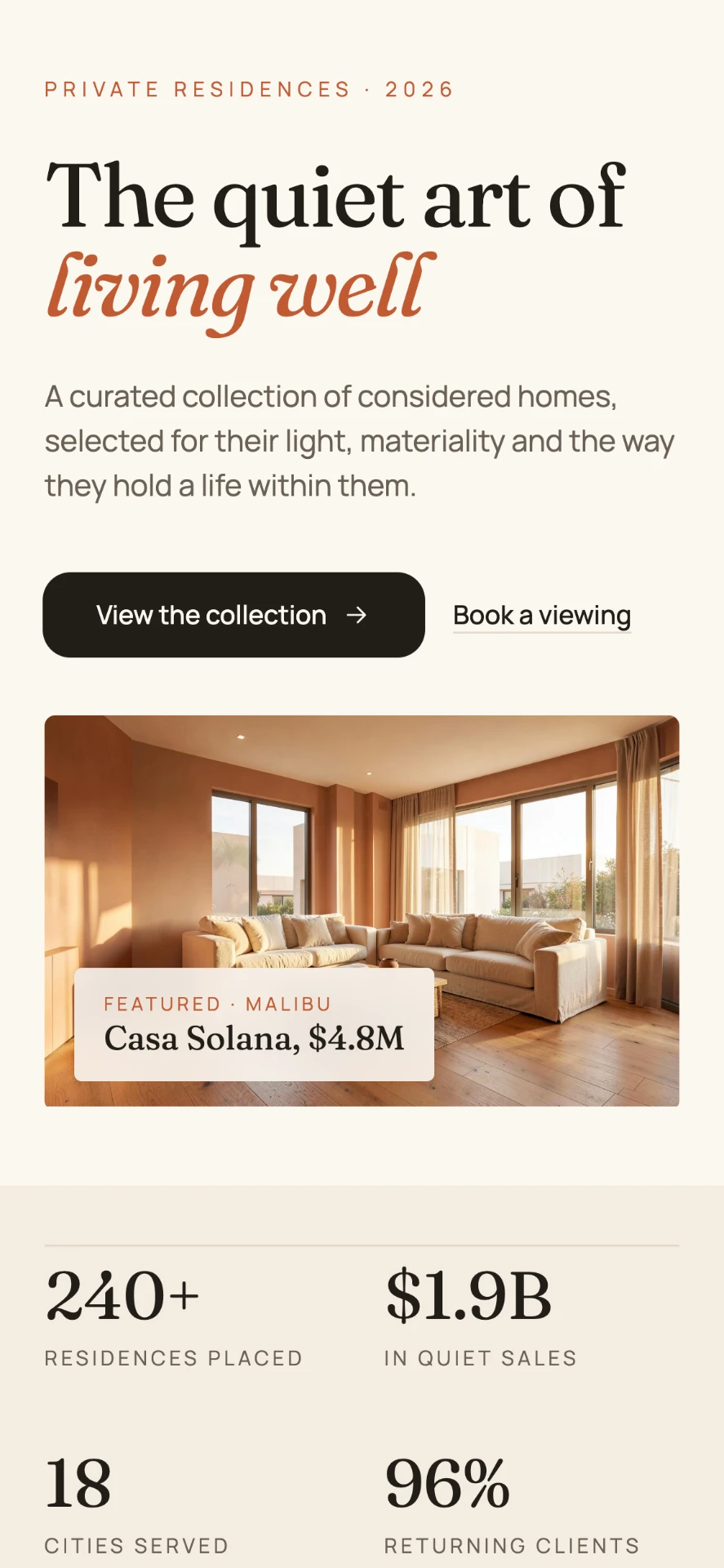 Maison website mobile homepage